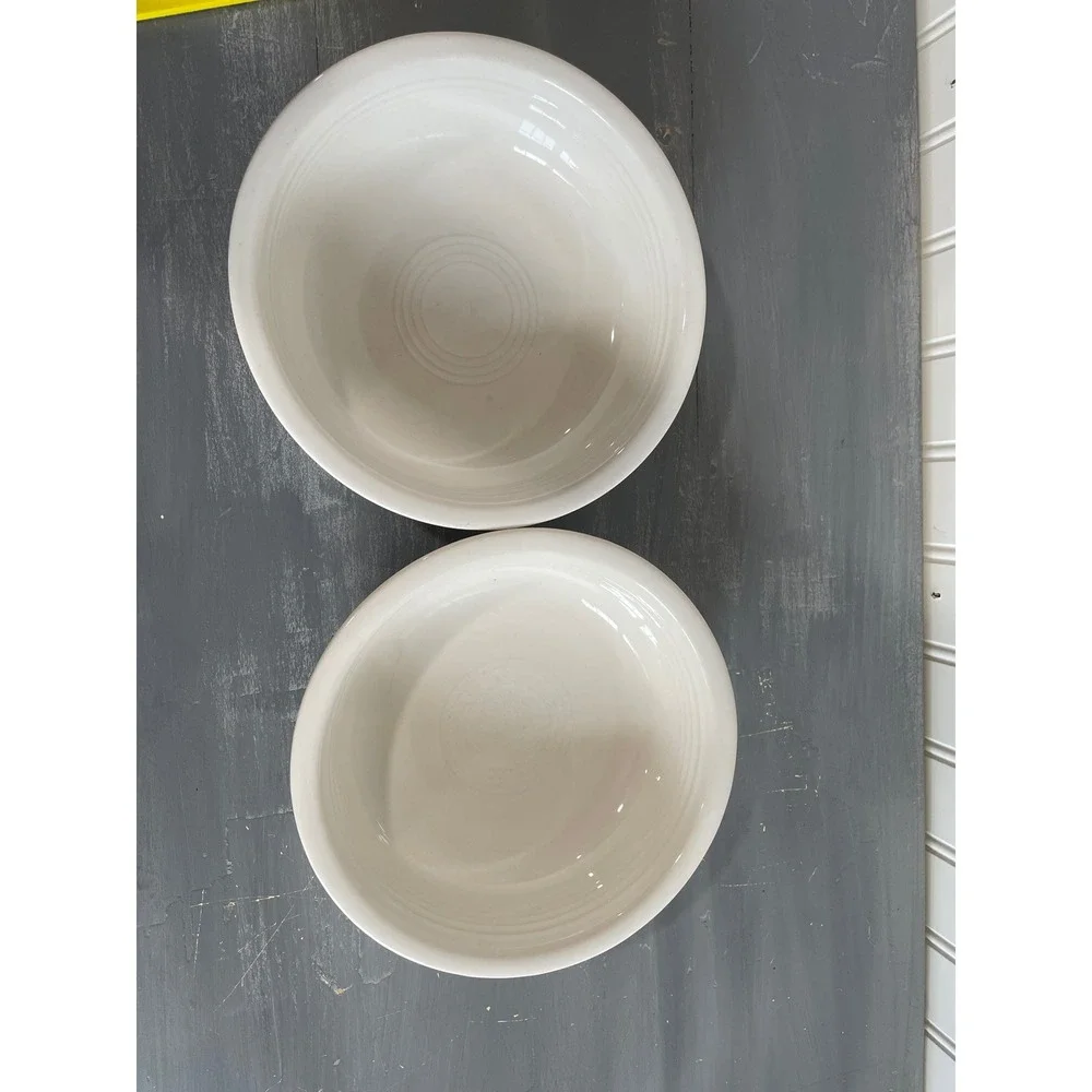 (2) Vtg Fiesta White Cereal Soup Bowls Homer‎ Laughlin China Co 7